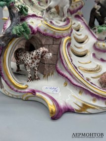 Скульптурная группа «Грот. Охота». Фарфор, роспись, Nymphenburg, скульптор Ф. А. Бустелли, Германия, 19 век