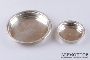 Пара серебряных блюдец. Серебро 916. Испания