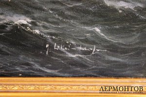 Картина. Парусник. Герхард Лукас-Ларсен. Холст, масло. Германия