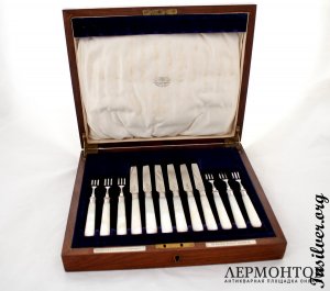Десертный набор на 6 персон. 1904 год. Серебро 925. Англия