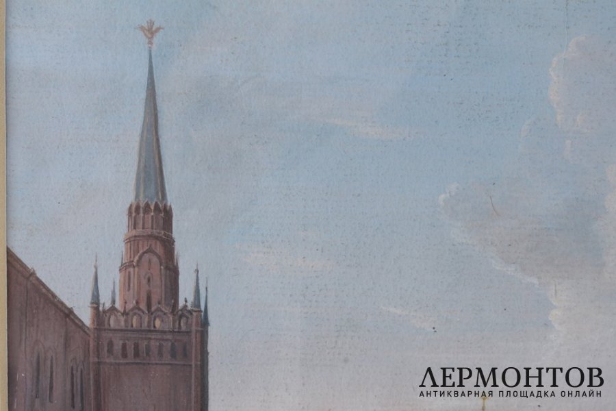 Акварель Москва. Прогулка по Александровскому саду. Россия, 19 век.