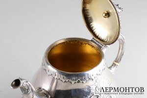 Чайник в стиле рококо. Серебро 84 пробы. Россия,1875-1894 годы