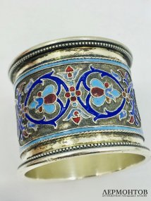 Кольцо для салфеток. Серебро 88 пробы, эмаль по скани, Г. Грачёв, Россия, 2-я половина 19 века