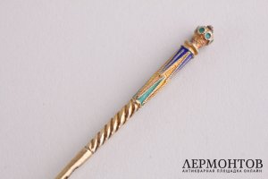 Ложка чайная. Серебро 84 пробы, эмаль, золочение. Россия, до 1917 г.