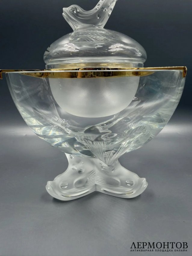 Икорница «Igor». Хрусталь, позолоченный металл, Lalique, Франция