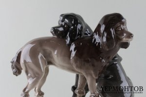 Статуэтка Пудели. Фаянс.  Фабрика Goldscheider, Австрия, 1916 год.