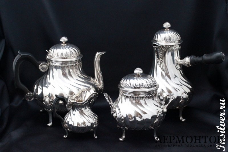 Чайно-кофейный сервиз Leon LAPAR. Серебро 950. Франция