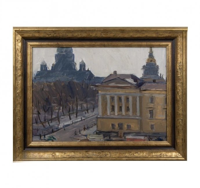 Картина «Ленинградский мотив». Картон, масло, А. М. Семёнов, СССР, 1956 год