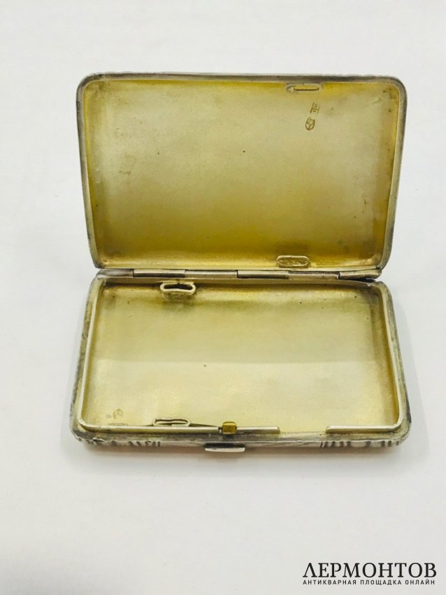 Портсигар в технике тромплей. Серебро 84 пробы, Ф. Овчинников, Россия, 1899–1908 годы