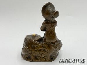 Статуэтка Девочка с зонтиком в ст. Модерн. Австрия, Терещук, 1900-е гг. Бронза, кость