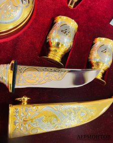 Охотничий набор. Латунь, сталь, орех, кап, Златоуст, Россия, современная работа