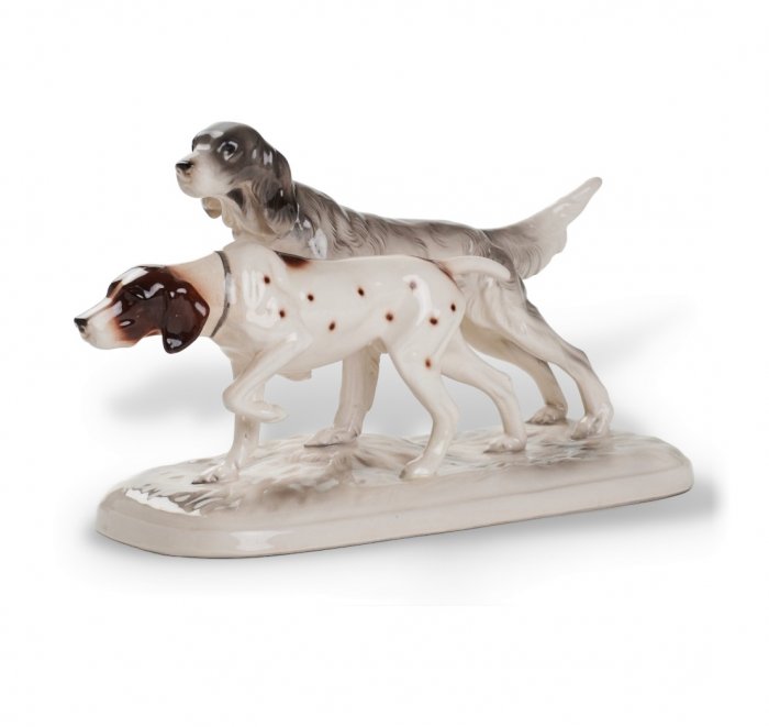 Статуэтка «Охотничьи собаки». Керамика, Katzhütte, Германия, 1958–1990 годы