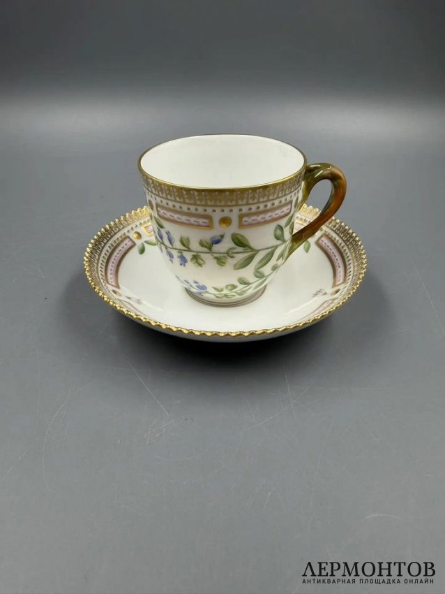 Кофейная пара «Flora Danica». Фарфор, роспись, Royal Copenhagen, Дания, 1968 год