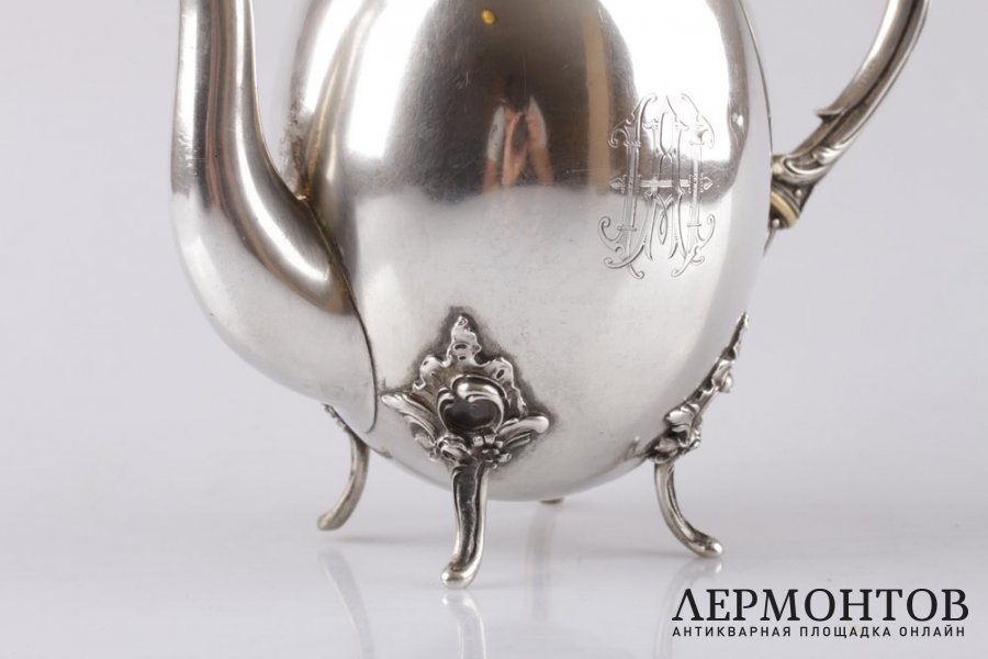 Кофейник в стиле рококо. Серебро 800 пробы. Германия