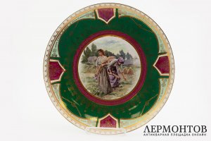 Настенное блюдо Жницы. Российская Империя, Товарищество Кузнецова, 1889-1917 г.