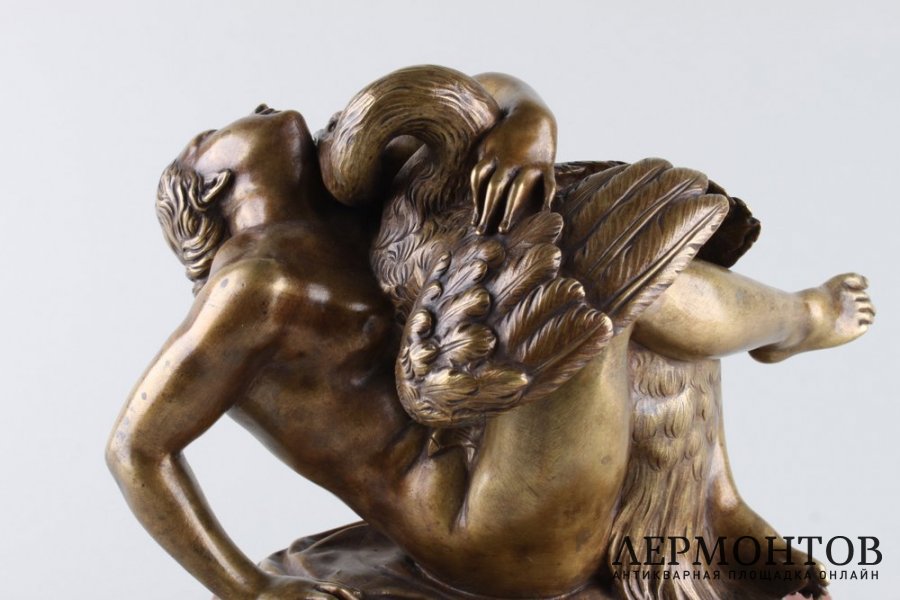 Скульптура Леда и лебедь. Франция, Pradier, 19 век. Бронза.