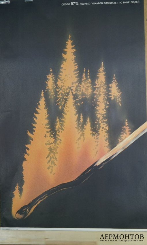 Советский плакат Пожары защита природы. Н. Литвиненко, 1989 год.