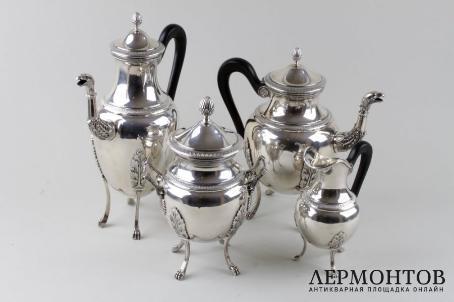 Чайный и кофейный сервиз Savary et Fils. Серебро 950 пробы. Франция, нач. XX века.