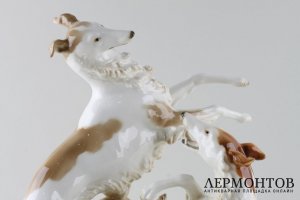 Статуэтка Собаки играющие борзые. Фарфор.  Hutschenreuther, Германия, середина XX в.