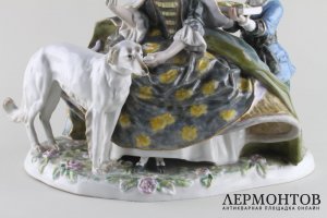 Статуэтка. Дама со слугой и русской борзой. Karl Ens. Германия. XX в.