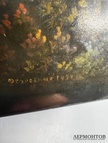 Лаковая шкатулка «Спасская башня и памятник Минину и Пожарскому». Папье-маше, живопись, Федоскино, художник Сидоров, СССР, 1959 год