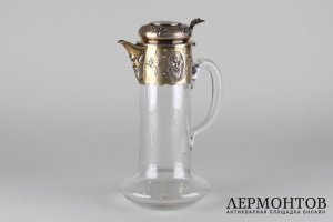 Графин в викторианском стиле. Серебро 925 пробы, стекло. Лондон, 1853 г.