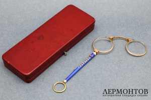 Лорнет. Золото 56 пробы, эмаль. Россия, А. Вякева - Фаберже, 1908-1917.