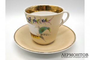 Чайная пара Фиалки и ландыши. Фарфор, роспись. Германия, C. Tielsch, 1880-1920е гг. 