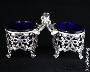 Солонка парная. Редкость. Серебро 950. Франция