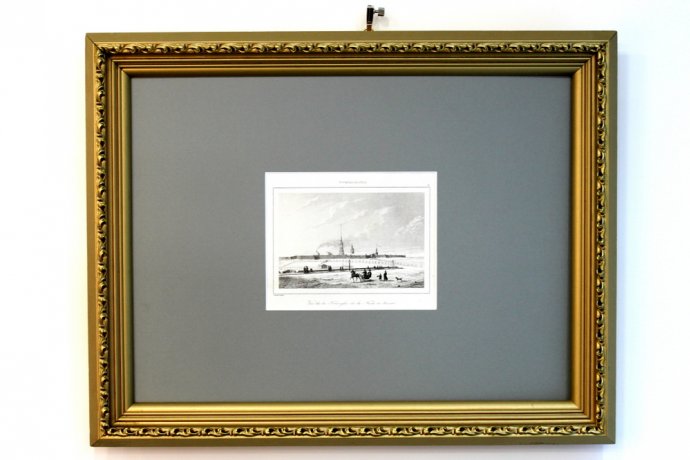 Гравюра. Зимний вид на Петропавловскую крепость. 1838 г. Леметр