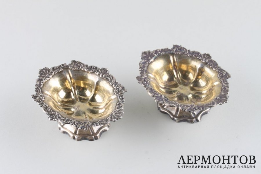 Солонки.Серебро 84 пробы, золочение. Российская империя, 1858 год.