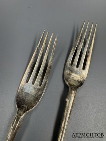 Парные столовые вилки. Серебро 84 пробы, К. Фаберже, Россия, 1908–1917 годы