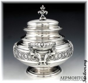 Чайный сервиз с подносом. Серебро 950. Франция