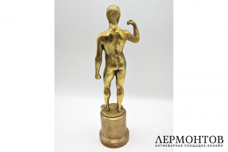 Скульптура Атлет. Автор модели Spiro Schwatenberg. Бронза. Германия, 1910-20-е гг.