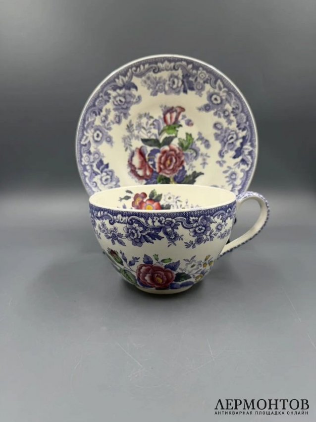 Чайная пара «Mayflower». Фаянс, роспись, Copeland Spode, Англия, 1920–1940 годы