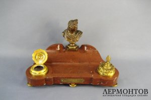 Письменный прибор. Бронза, патинирование, золочение, мрамор. Франция.