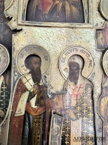 Икона «Феодоровская Божия Матерь и Собор святых». Серебро 84 пробы, 28-я артель, Россия, 19 — начало 20 века