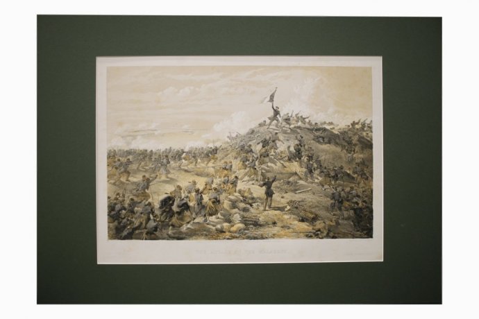 Литография. Штурм Малахова кургана. Крымская война. У. Симпсон. Лондон, 1856 г.