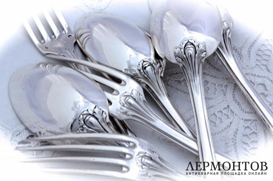 Столовый набор на 6 персон. Серебро 950. Франция