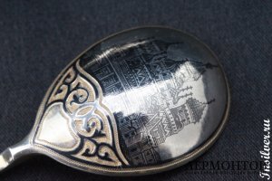 Набор ложек "Виды Москвы". Серебро 84. Российская империя