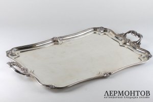 Поднос прямоугольный. Серебро 84 пробы. Россия, 1851 год.