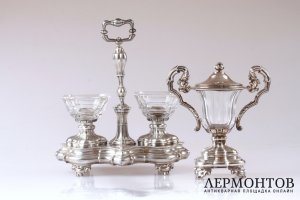 Сервировочный набор Courtois. Серебро 950, хрусталь. 1834-1837 годы. Франция