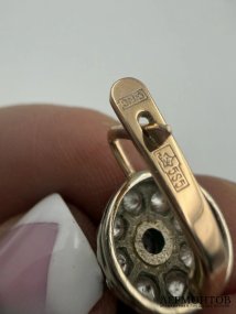 Серьги «Малинки» с бриллиантами. Золото 585 пробы, СССР