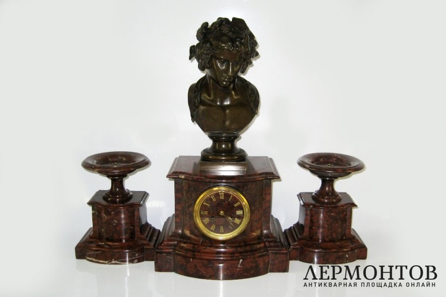 Часовой гарнитур Дионис. Бронза, мрамор. Франция,  Париж, XIX век.