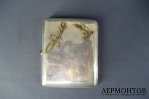 Портсигар Аэроплан. Серебро 84 пробы, золото 56 пробы, золочение. Россия.