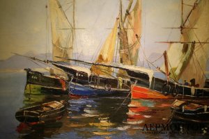 Картина. Морской пейзаж. Solomon le Tropezien. 1930 год.