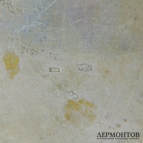 Коньячный набор. 6 стопок,  поднос. Серебро 875. СССР 
