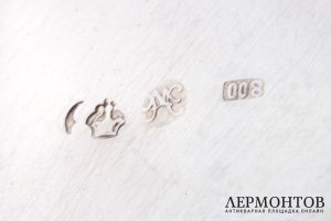 Сахарница с крышкой в классическом стиле. Серебро 800 пробы. Германия