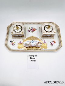 Чернильница в стиле шинуазри. Фарфор, роспись, Венская мануфактура, Австрия, 19 век