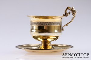 Чайная пара. 1819-1838 годы. Серебро 950. Франция